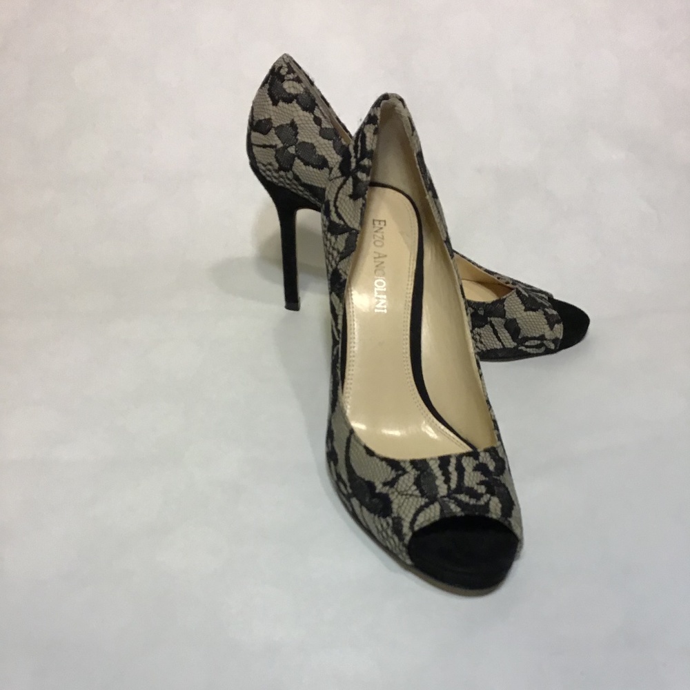 Black Lace High Heels by Enzo Angiolini, Size 6